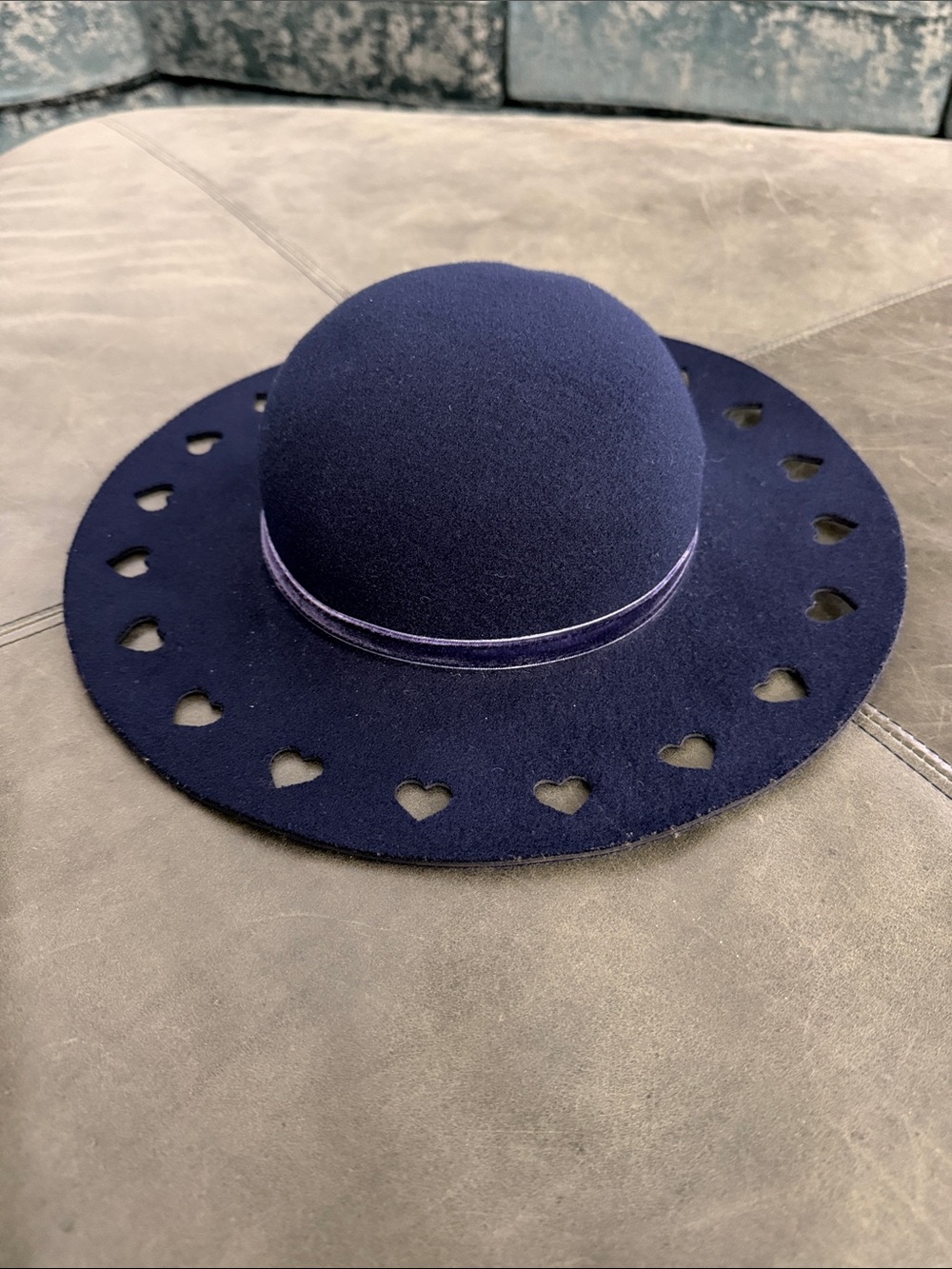 Girl’s Gymboree Navy Felt Wide-Brim Heart Cutout Hat